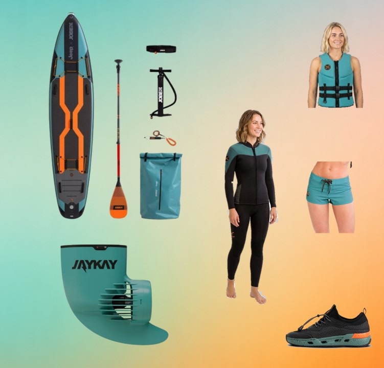 Paket Deal: SUP mit Elektroantrieb & Bekleidungskit Damen